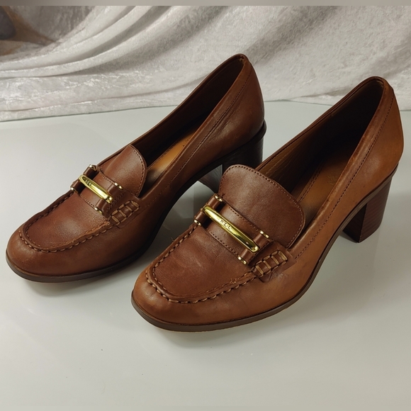Ralph Lauren Dalena Brown Bit Loafers with Block Heels 7B - Picture 9 of 12